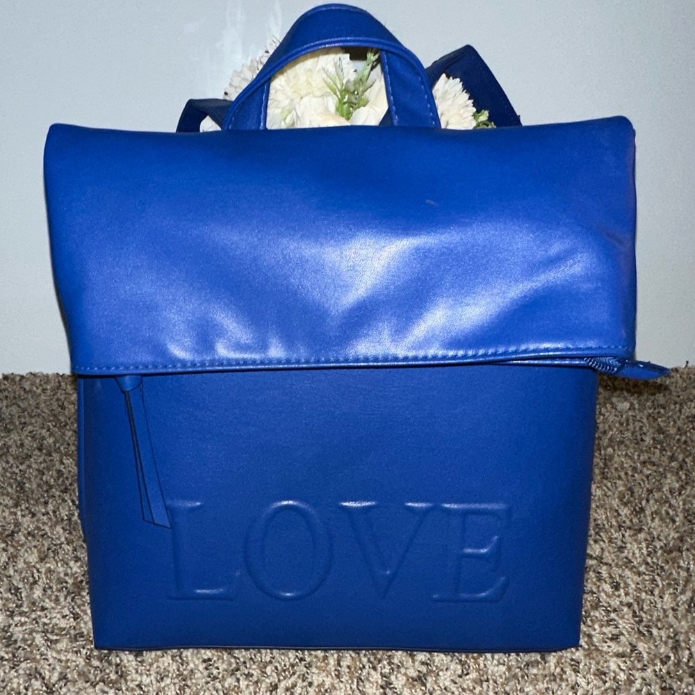 EUC Brash Royal Blue Love Embossed Backpack